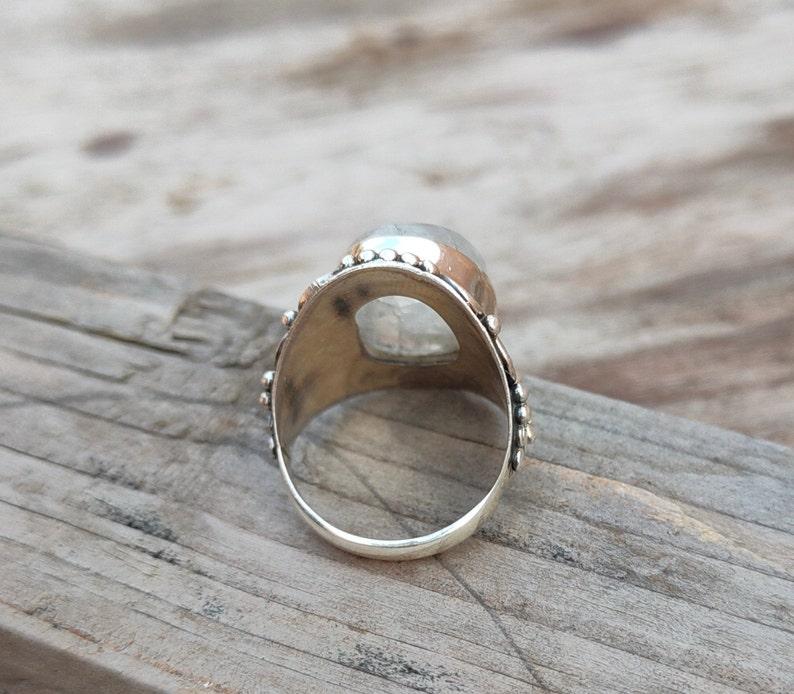 Solid 925 Sterling Silver Moonstone Gemstone Ring, Handmade Designer Birthstone Gift Ring, Boho Jewelry