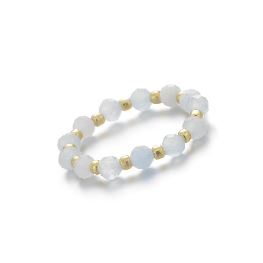 

Bohemian style Natural Stone Tourmaline Garnet Lapis Faceted Rounds and Seed Beads Stretchable Ring for Girls Casual Daily Gift 6.4-6.6 аквамарин