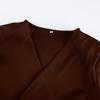 2026 Womens Vintage Brown Long Sleeve Shirt Top Pants 2 Piece Set