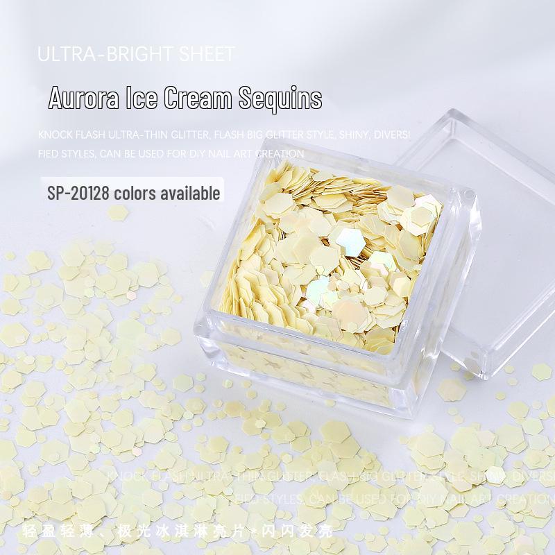 Dreamy Macaron Aurora Ice Cream Hexagonal Sequins: Colorful Dopamine Candy Nail Art Accessories