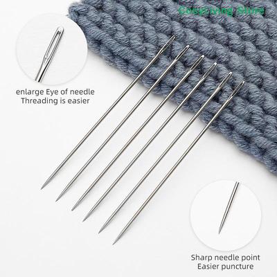 25Pcs Big Hole Sewing Needle Large Long Steel Needle Home Hand Sewing Tools Sewing Needles Set For Needlework Patches Embroidery