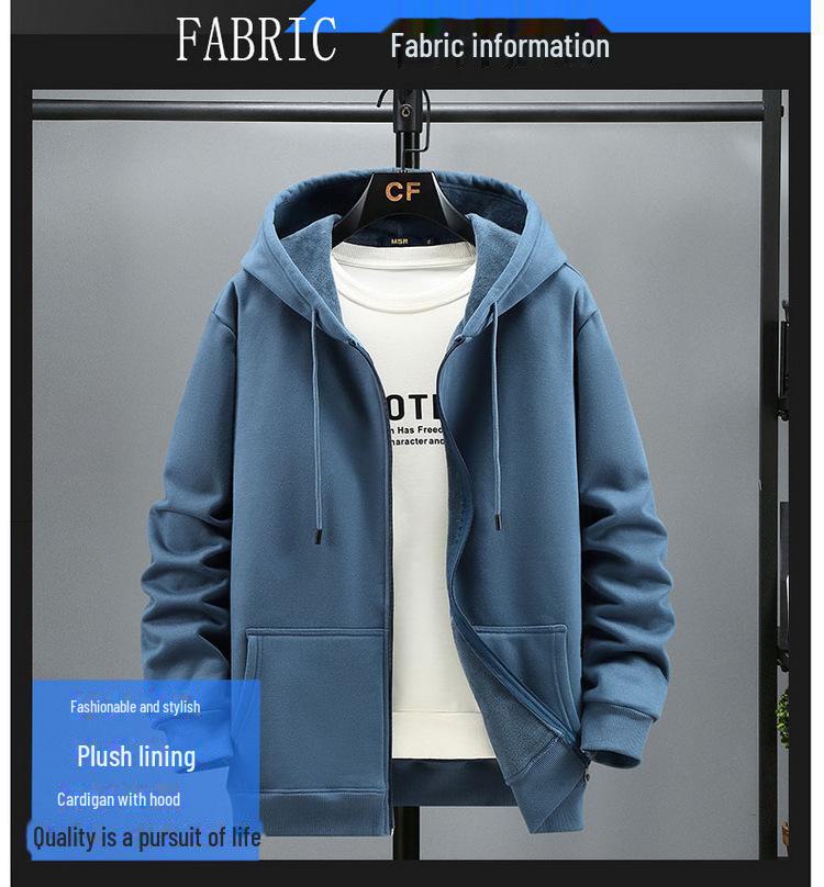 Pánský plyšový kardigan s kapucí – nová móda, podzim/zima, velká velikost, bunda volného střihu