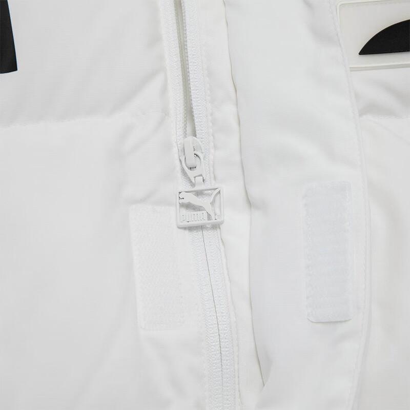 Puma Logo Print Solid Color Double Breasted Hooded Down Jacket Unisex Jacket White 539730-02