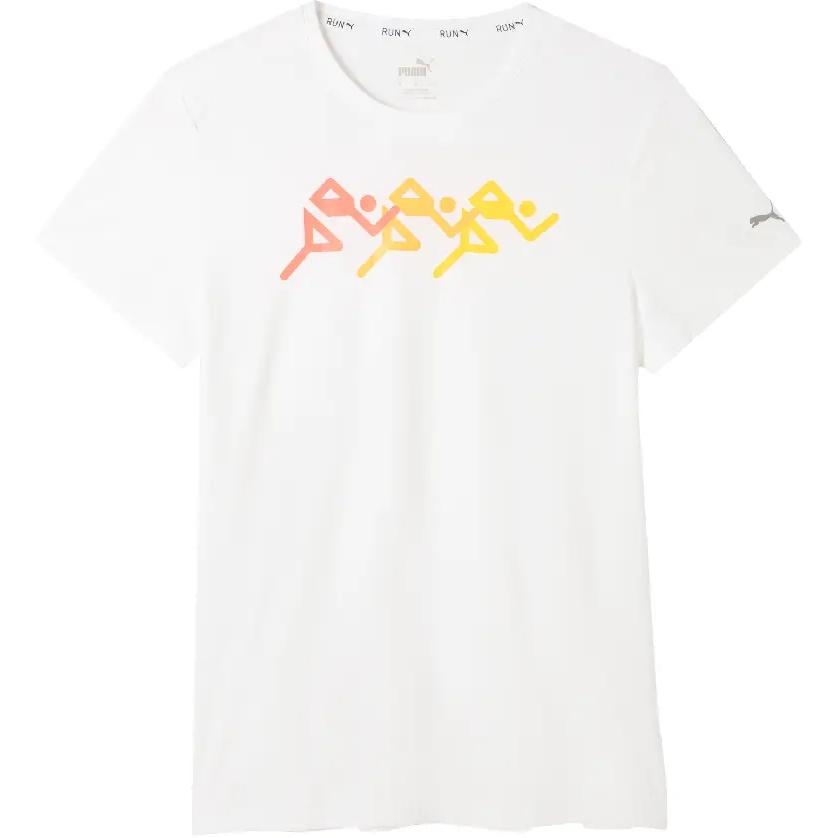 

PUMA Round Neck Printed Short Sleeve T-Shirt Women Tops White 525326-02 XL