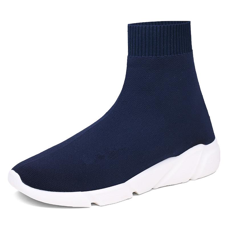 Brand Unisex Socks Shoes Breathable High-top Running Shoes Men's Casual Sneakers Mesh Stretch Fabric Slip-On Ladies Sports Shoes