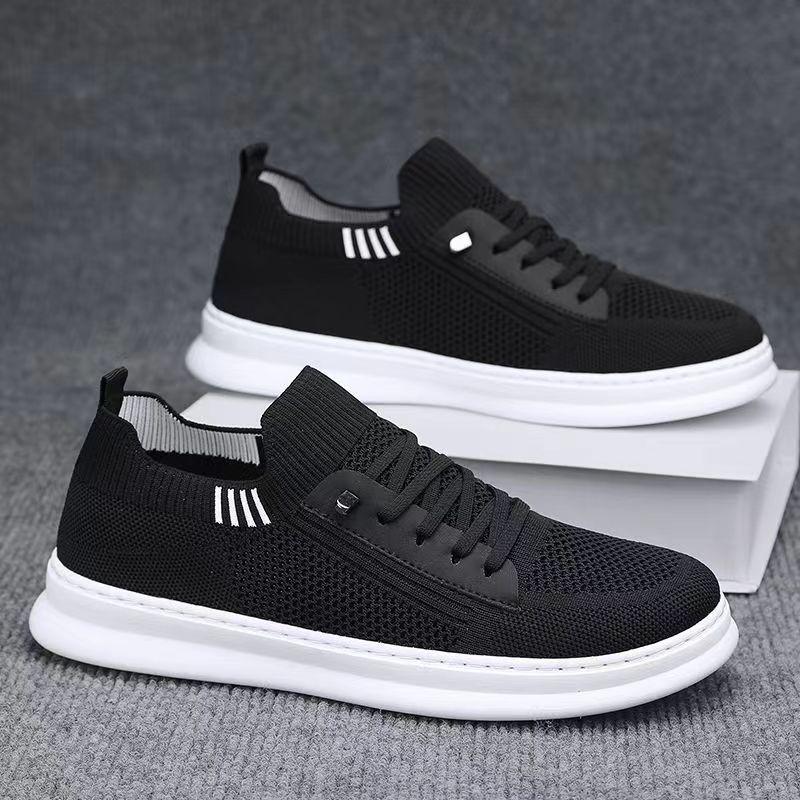 Spring shoes men's flying woven mesh shoes breathable and comfortable versatile sports shoes casual board shoes soft sole lightweight men's shoes