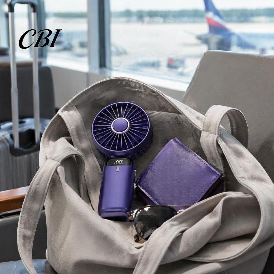 Battery Operated Fan Foldable Handheld Fan, Rechargeable USB Mini Desk with 5 Speed, Adjustable Speed LED Display, Portable Personal Cooling for Home