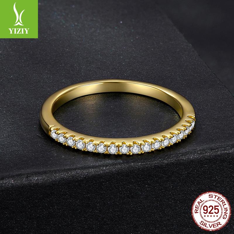 Popular Half-Circle Eternal Moissanite Ring Engagement Ring, Classic Diamond S925 Sterling Silver Ring Stacked