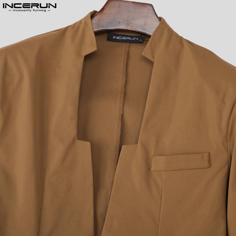 INCERUN Men Outfits Long Sleeve Cropped Tops and Long Pants Casual Party Sets