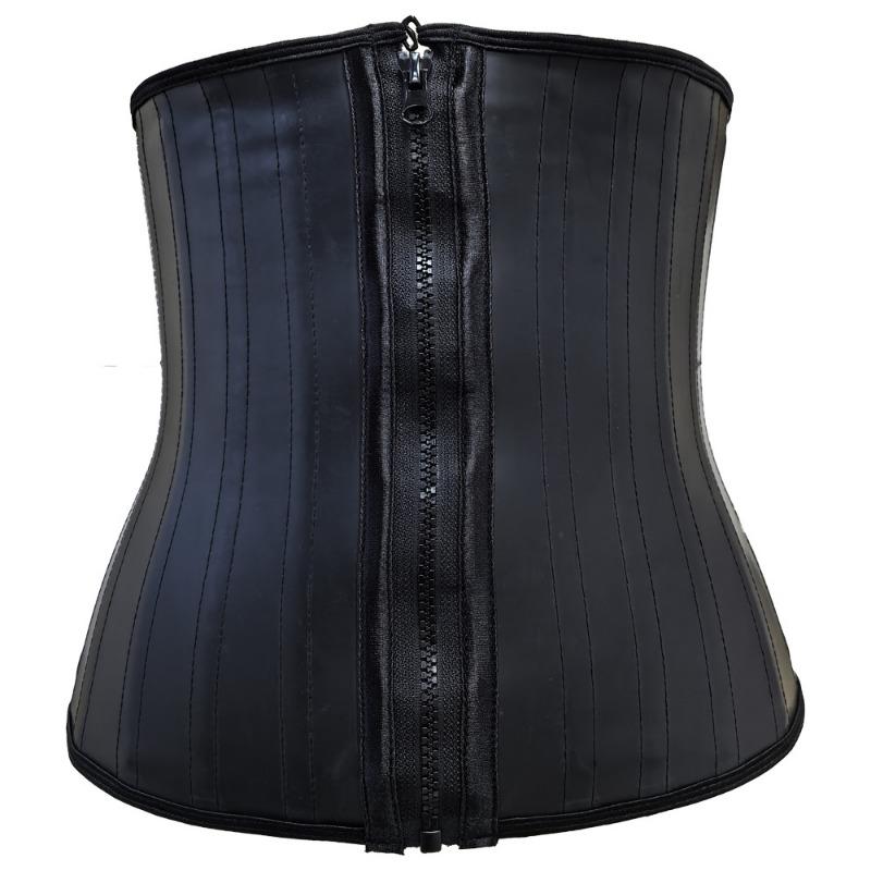 

Latex Waist Trainer Corset With Zipper And Inner Hooks S чорний