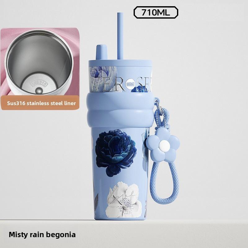 

Modern Minimalist Ceramic Insulated Travel Mug With Tea Infuser For Office And Outdoors Blue