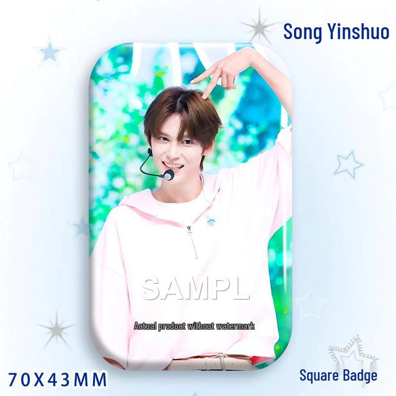 Stone Song Bajiji Laser Square Badge: Star Idol Brooch Pendant
