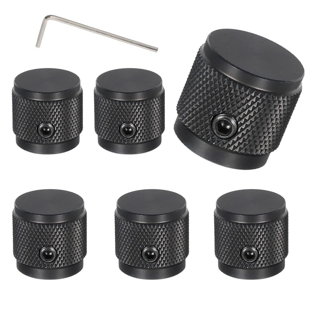 6 Aluminum Potentiometer Metal Guitar Volume and Tone Control Dome 6mm with Hex Wrench Screws for Fender Gibson Les and Electric Guitars Knobs, Knobs,