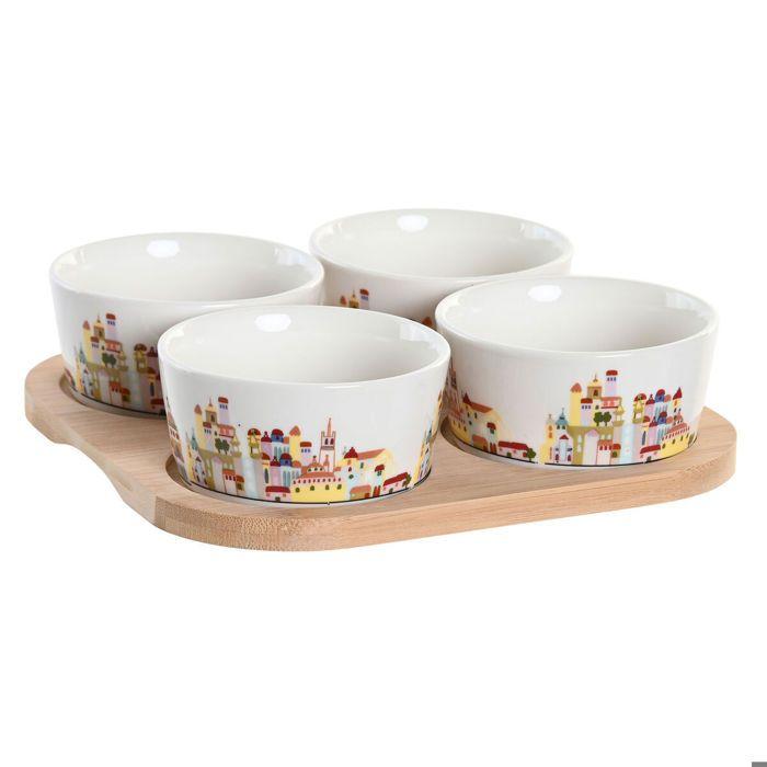 Ensemble à apéritif - DKD HOME DECOR - Grès Cottage - 5 pièces - Bleu Multicolore - 19,7 x 19,7 cm