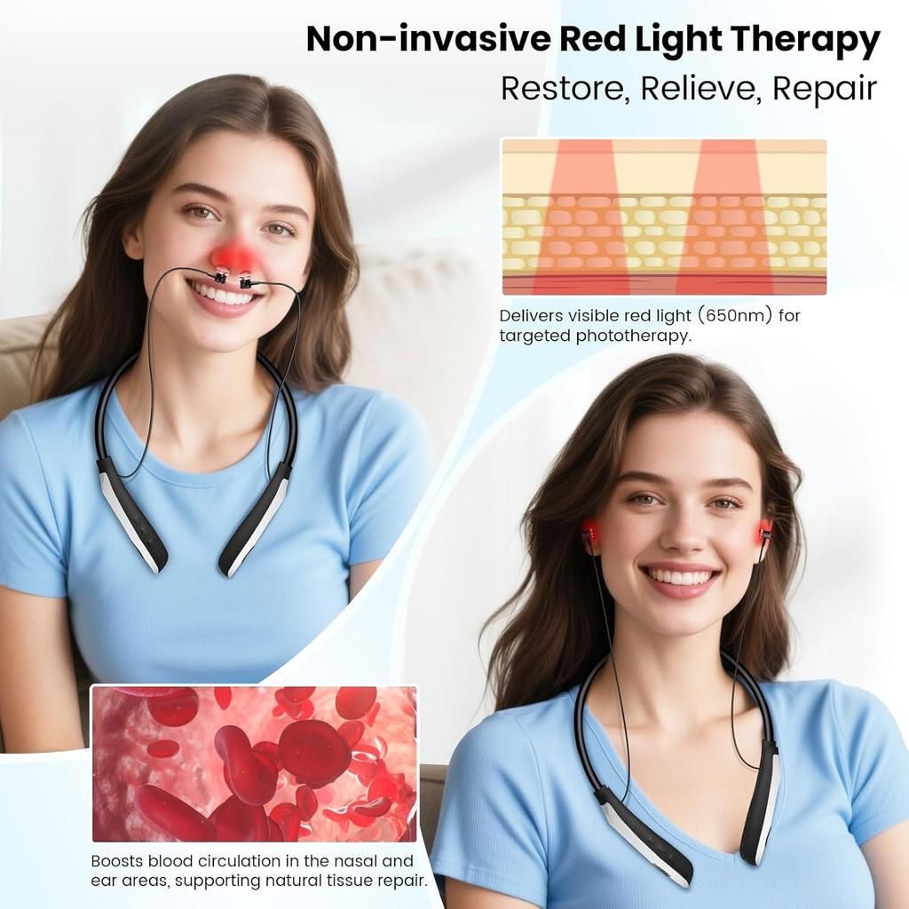 Red Light Therapy for Nose & Ears, 2-in-1 Infrared Nasal Therapy Device, Red Light Therapy for Ear Relief, Portable Light-weight Soothing Device with