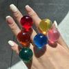 1 Artistic Jelly-Transparent Resin Stainless Steel Open Ring Cute Fashionable Women'S Girls' Jewelry Everyday & Party Wear