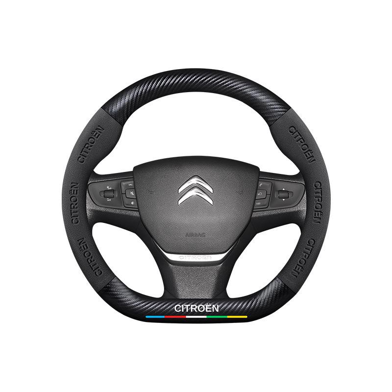 Universal Non-Slip Suede Steering Wheel Cover for Citroen: All-Season, Breathable Design for Men and Women
