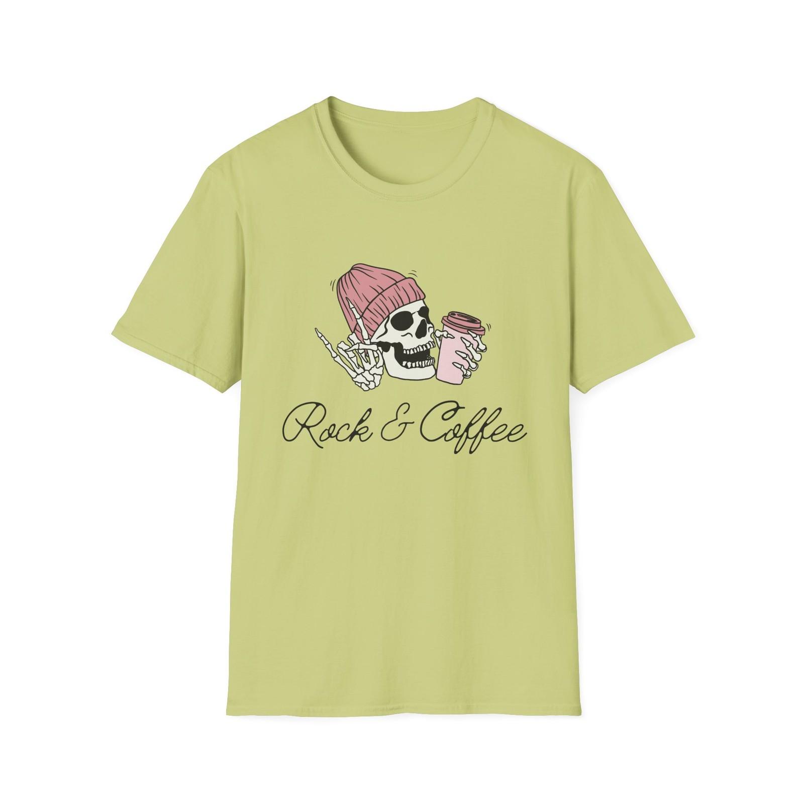 Rock & Coffee Skull Unisex Softstyle T-Shirt, Casual Graphic Tee, Cool [...] S разноцветный