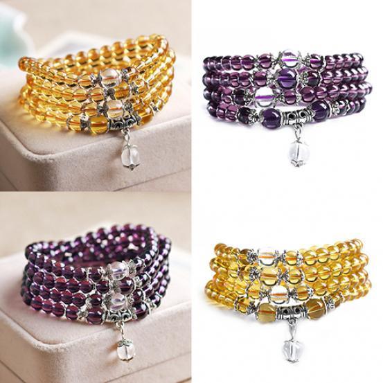 6mm Crystal Stone Buddhist Amethyst 108 Prayer Beads Mala Bracelet Necklace AVE