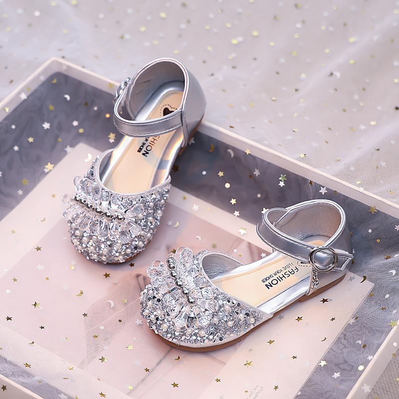 Summer new girls fashion rhinestones sweet and comfortable soft-soled leather shoes