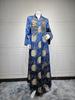 AB402 V-Neck Jacquard Beaded Dubai Dress - Women's Middle Eastern Muslim Robe