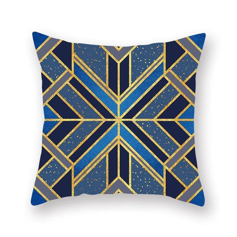 Retro Blue Printed Pillowcase Car Ornaments Office Living Room Sofa Home Pillowcase