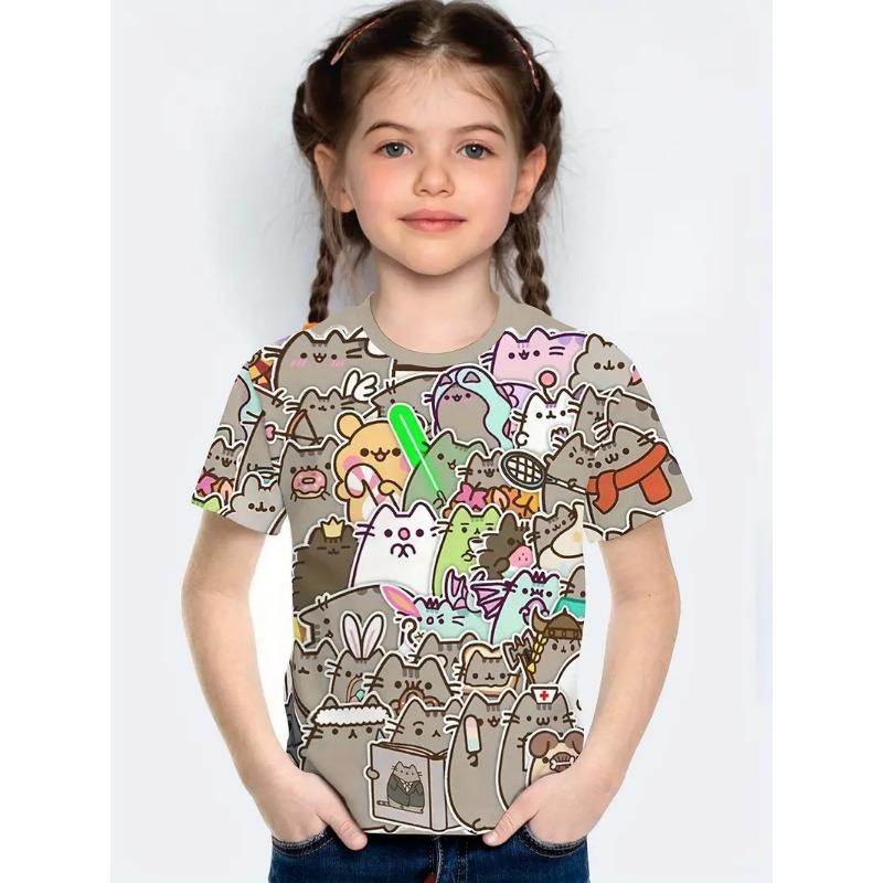 Χαριτωμένο Μοντέρνο Casual Ευέλικτο Υψηλής ποιότητας Μπλουζάκι κοντομάνικο με ζωικό μοτίβο Παιδικό Γυναικείο