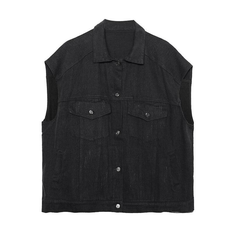 

XITAO Свободный модный женский джинсовый жилет без рукавов ZP2805 One Size чёрный