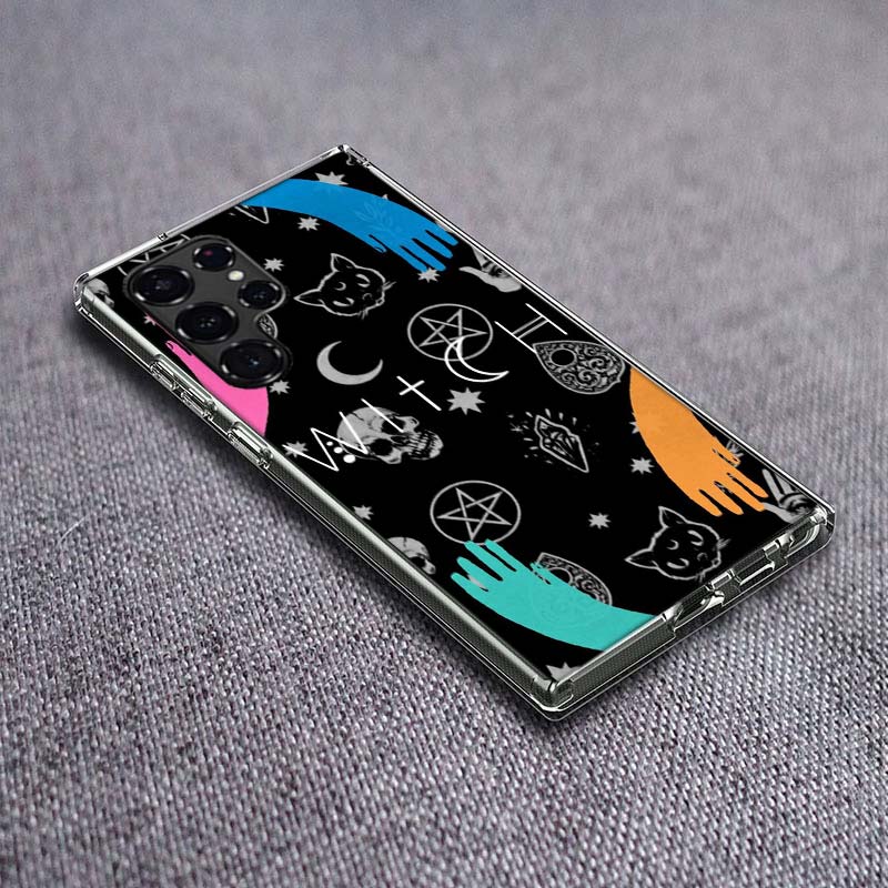 Okkulte Hexerei Mond Gotische Hexe Klare Handyhülle für Samsung Galaxy S24 S23 S21 Plus S20 FE S22 S26 Ultra S25 Edge TPU Capa