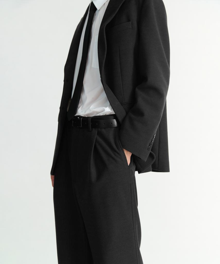NONBLANK Single-Pleat Wide Fit Jersey Slacks_Dark Grey