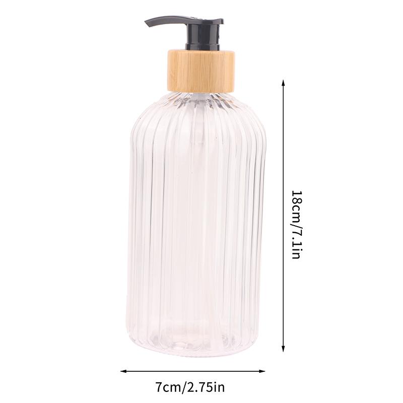 

500ml Bamboo Pump Soap Dispenser Strip Refillable Bathroom Container for Shampoo Conditioner Body Wash