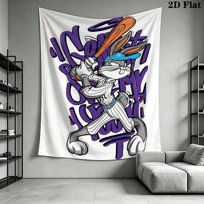 Bugs Bunny Wall Tapestry Aesthetic Wall Hanging Printed Fabric Blanket Decorative Tapestries for Bedroom Living Room Home Decor