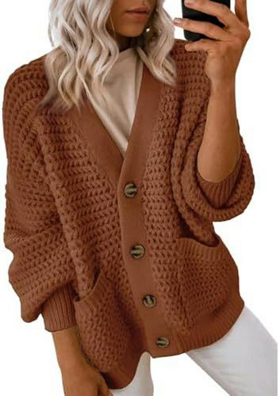 Women's 2024 Casual Chunky Knit Open-Front Cardigan Sweater