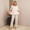 Women's pajamas threaded fabric lace splicing short-sleeved shorts sweet loungewear new explosion