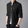 Men Long Sleeve Lapel Shirt Men's Striped Casual Shirt SlimFit Casual Business Dress Shirts Solid Color White Shirt