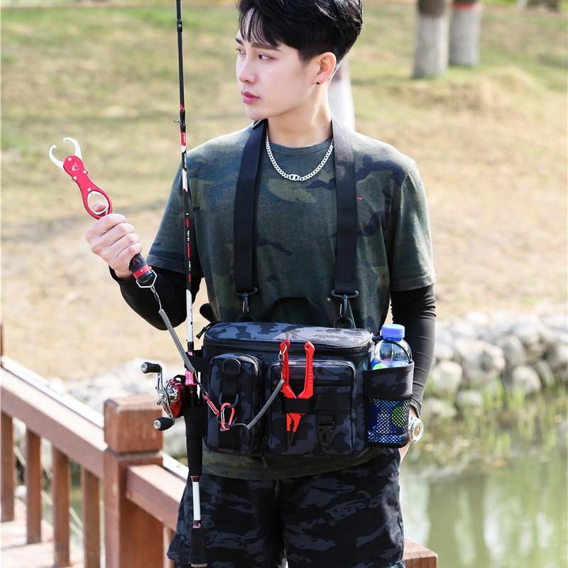 Outdoor Fishing Tackle Bag Waterproof Multi-Compartment Carryall Rods Lures Lines Gear Travel Sports