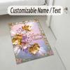 Floral Garden Theme Crystal Velvet Rug Personalized Custom Name Text Soft Floor Mat Home Decor