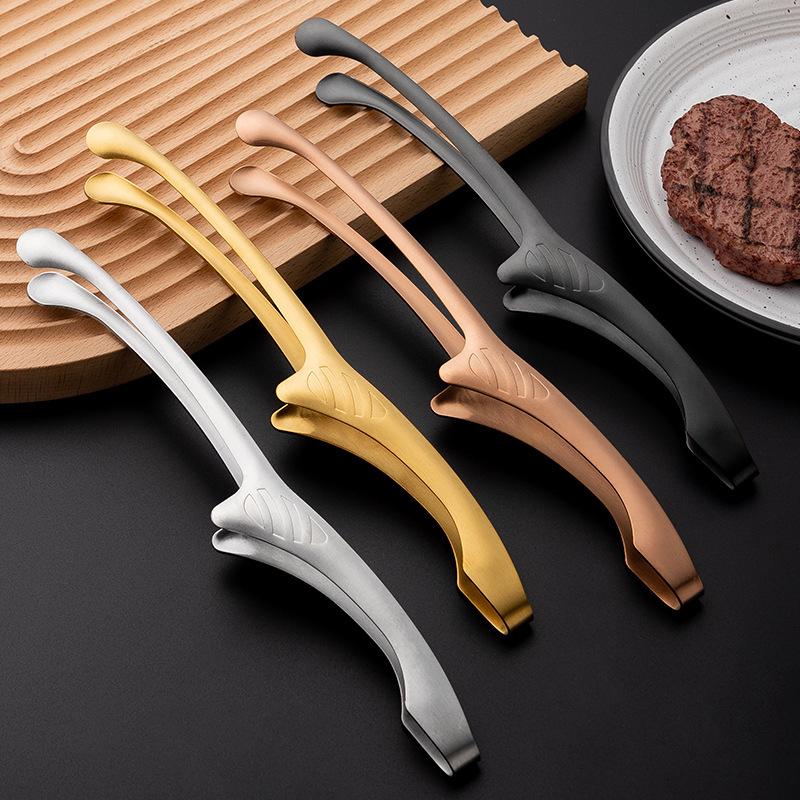 Korean Style Stainless Steel BBQ & Cooking Tongs - Anti-Scald Pointed Design for Food, Steak, Buffet.