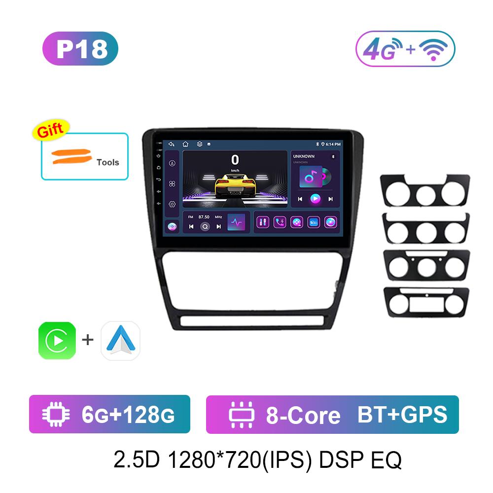 Car Video Multimedia Player GPS for Skoda Octavia 2 A5 2004 - 2013 Carplay WiFi Android Intelligent System 4G HD Touch Screen