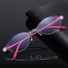 3PCS +100 To +400 Fashion Young Frameless Reading Glasses Women Anti Blue Light Diamond Presbyopic Glasses for Women