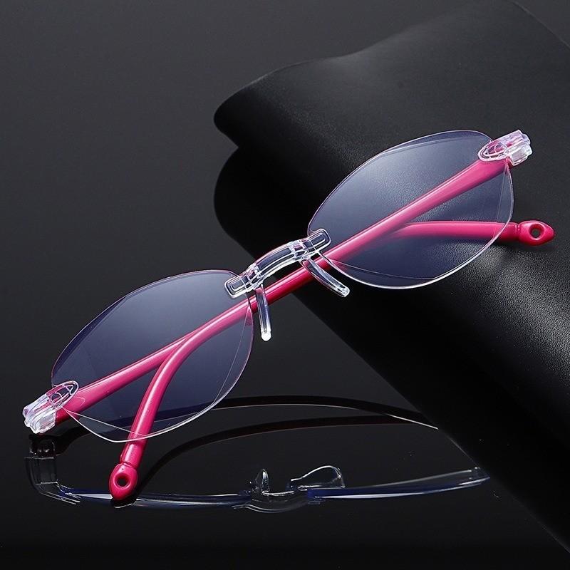 3PCS +100 To +400 Fashion Young Frameless Reading Glasses Women Anti Blue Light Diamond Presbyopic Glasses for Women