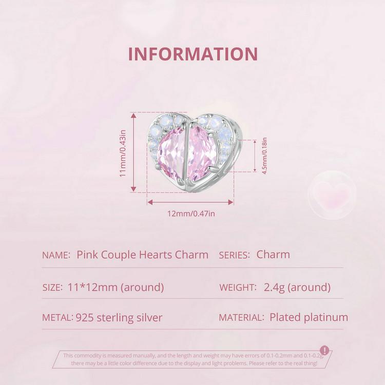 WOSTU 925 Sterling Silver Pink Couple Hearts Charm Star Bear Beads Dolphin Pendants Fit Original Bracelet DIY Jewelry