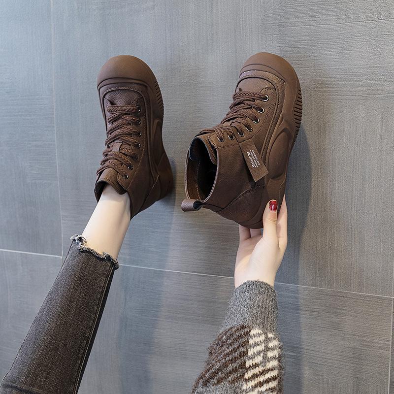 Martin boots women's shoes 2025 autumn new Internet celebrity platform heightening short boots high-top casual shoes retro British style