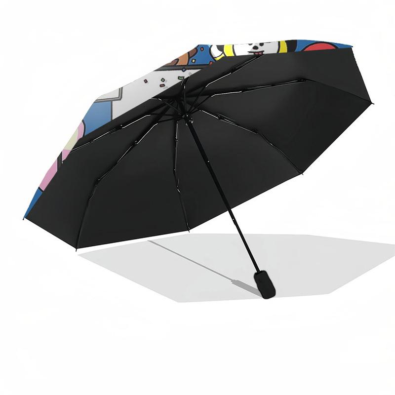1pc BT21 Characters Outdoor Umbrella - Automatic Opening/Closing, Portable 3-Fold Design, 8-Rib Iron Frame, Perfect Gift for Fans, Travelers, Dai
