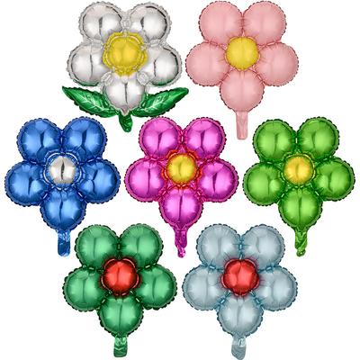18 Inch Five-Petal Flower Aluminum Film Balloon Flower Balloon Aluminum Foil Plum Blossom Round Petal Seven-Color Flower Birthday Summer Decoration