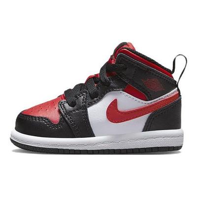 Air 1 Mid TD Svart Eldröd Babysneakers Vita 640735-079