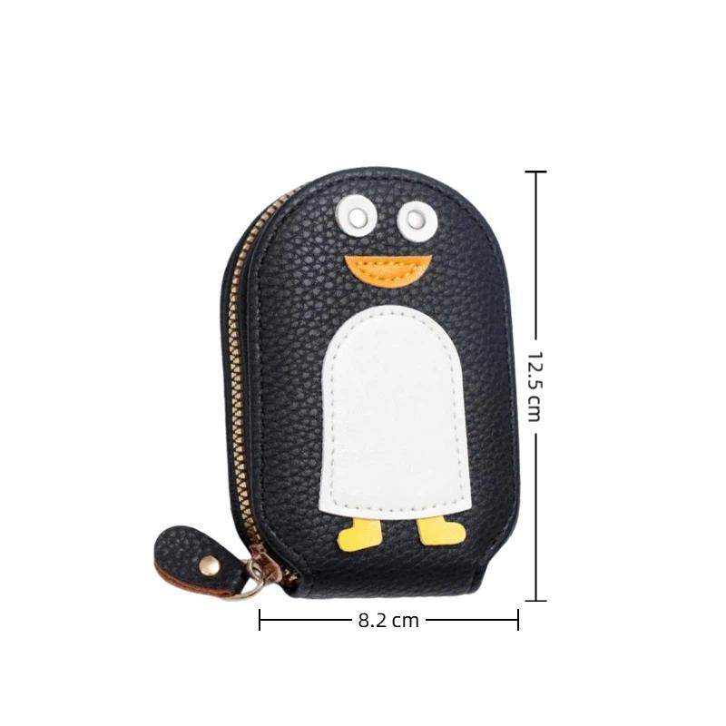 Creative Mengmeng Penguin Degaussing Card Pack Women'S Zipper Multi Bank Card Holder Drivers License Compact