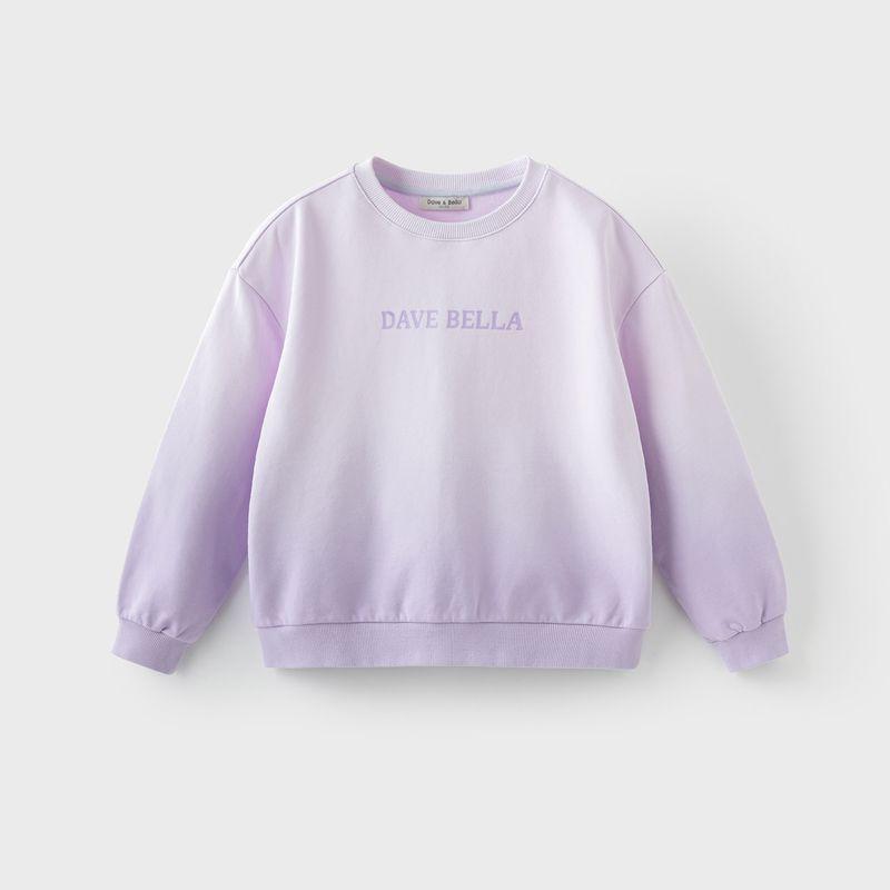David Bella Kidsren s Sweatshirt 2026 Spring New Style Girls and Boys Long-Sleeved Gradient Sports Tops Gradient Purple [Ready Stock] 130