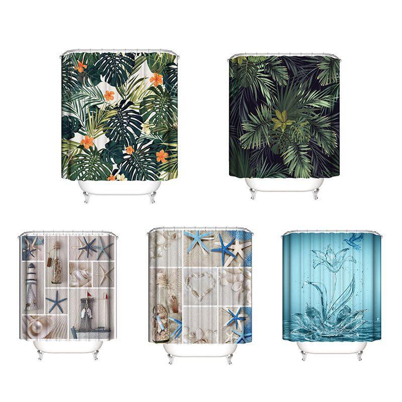 Beautiful Waterproof Flower Bird Polyester Shower Curtain With 12 Hooks Included