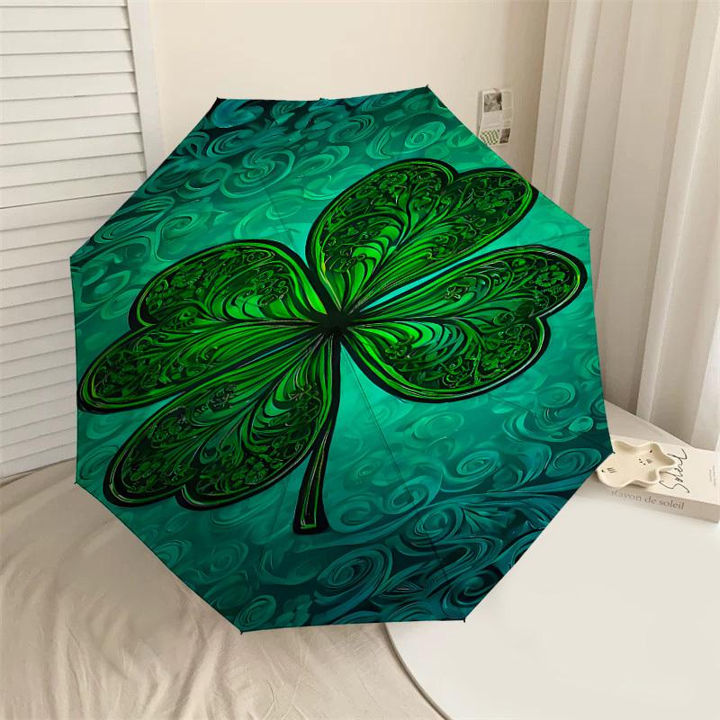 

1pc Clover Automatic Open/Close Umbrella Compact Folding Umbrella with 8-Rib Shaft for Women/Men, Elegant Birthday1277S